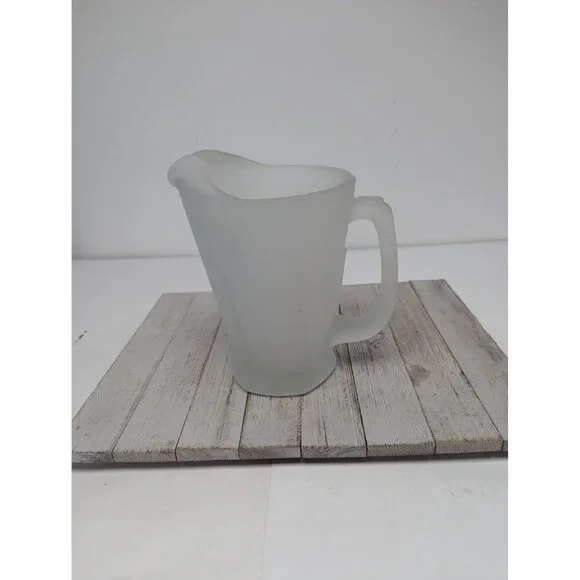 Vintage Tiara Indiana Glass Frosted Satin Glass Pitcher With Ice Lip 8 1/4" - Picture 4 of 8
